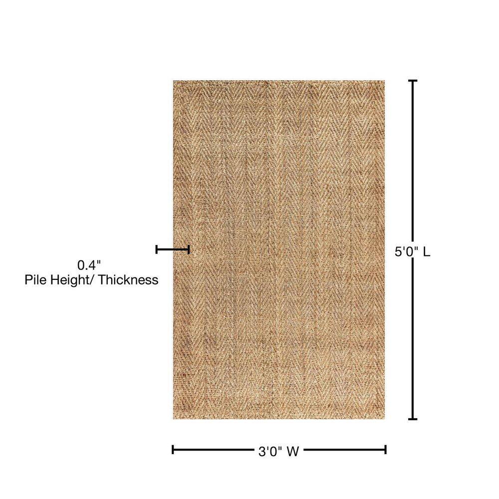 Espina Natural Jute 3x5 Handwoven Herringbone Area Rug