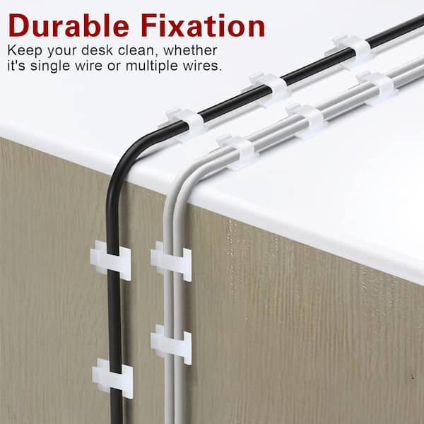 Maitys 60 Pieces Outdoor Cable Clips Christmas Adhesive Hooks Cable Management Clips Wire Light Clips Cord Hider Organizer For Fairy Light Under Desk Wall Car And Electric Wires Clear Large