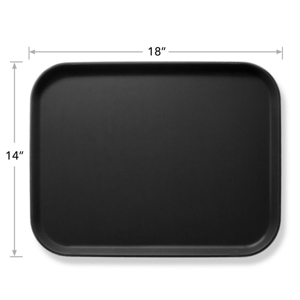 Jubilee 14" x 18" Black Rectangular Non-Skid Serving Trays, Set of 2