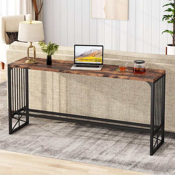BYBLIGHT 70.9 in. Brown Standard Rectangle Particle Board Industrial Console  Table Sofa Pub Table Behind Couch BB-C0424GX - The Home Depot