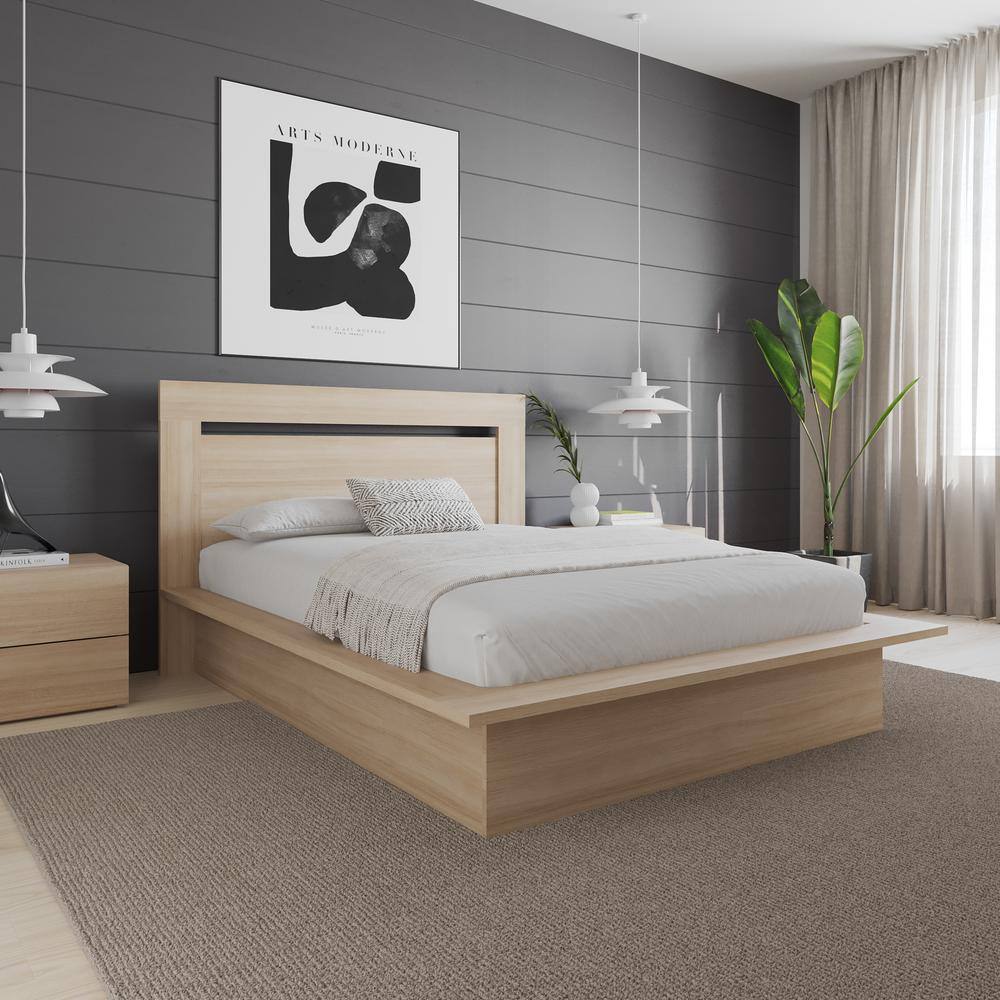 Full Natural Blonde Oak Wood Headboard