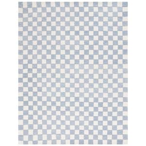 Martha Stewart Light Blue/Ivory 8 ft. x 10 ft. Checkered Area Rug