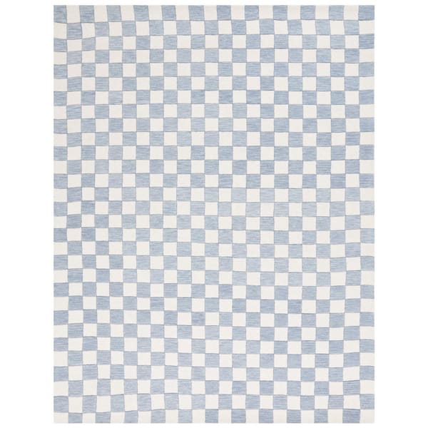 SAFAVIEH Martha Stewart Light Blue/Ivory 8 ft. x 10 ft. Checkered Area Rug