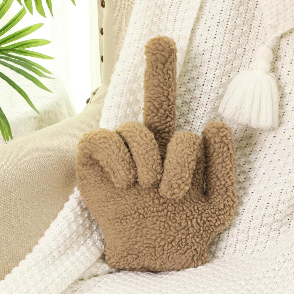 13.78 x 9.84 in Funny Decorative Throw Pillow, Sherpa Fleece Middle Finger Cushion, Light Brown, 1 Piece price history on PriceWatchPro