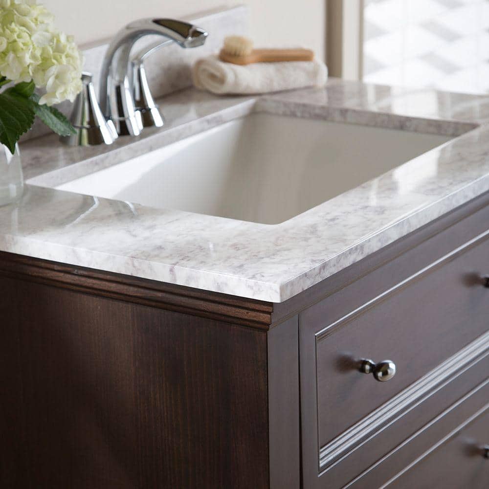 Home Decorators Collection 31 in. W x 22 in. D Cultured Marble White ...