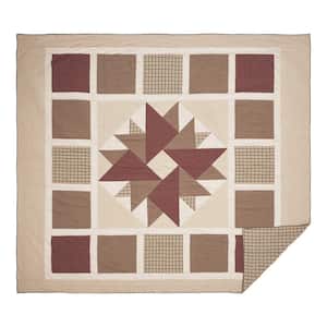 Cider Mill Khaki Red Green Primitive King Cotton Quilt