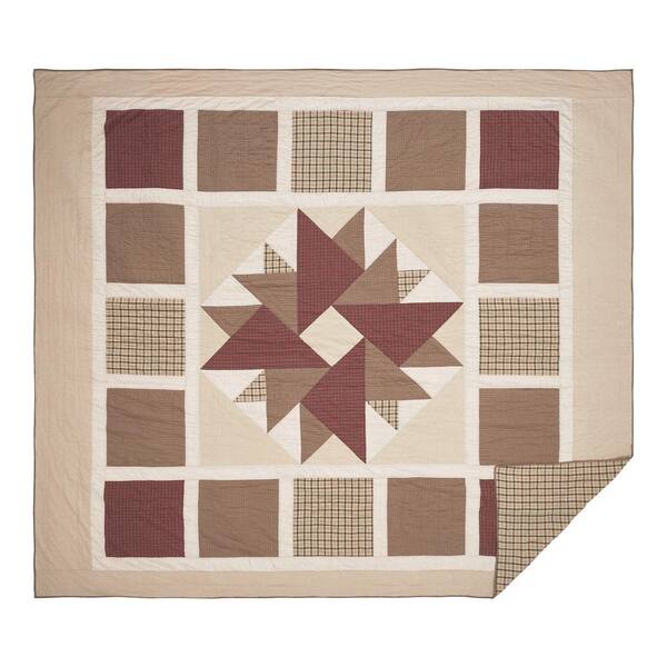 VHC BRANDS Cider Mill Khaki Red Green Primitive King Cotton Quilt