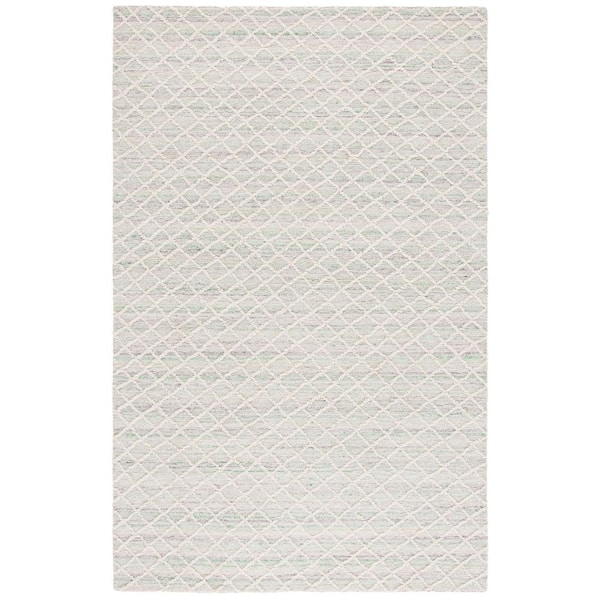Abstract 4 ft. x 6 ft. Green/Ivory Geometric Diamonds Area Rug