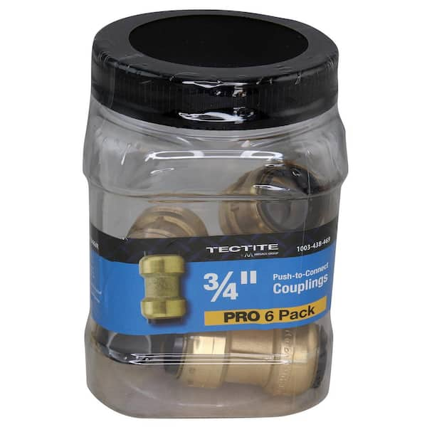 Tectite 3/4 in. Brass Push-To-Connect Coupling Pro Pack (6-Pack)