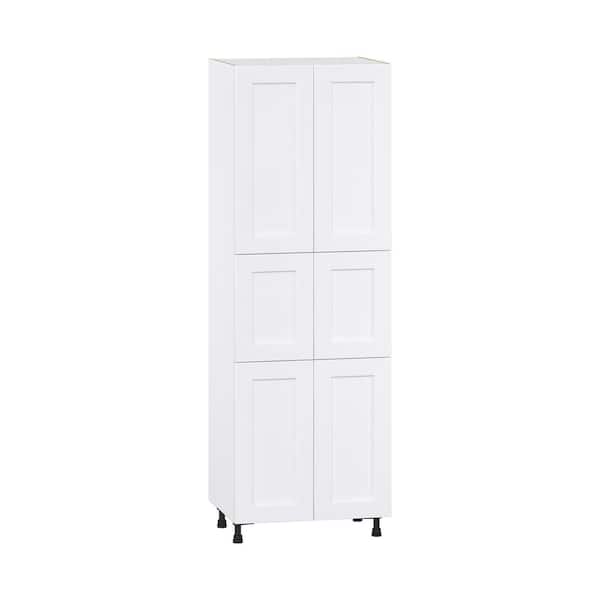 J COLLECTION Roseland 30 in. W x 24 in. D x 89.5 in. H Assembled Shaker Pantry Kitchen Cabinet in Warm White with 5-Shelves