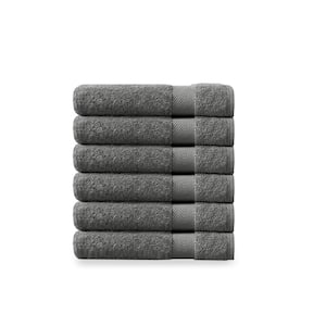 Dark Grey Solid 100% Organic Cotton Luxuriously Plush Wash Cloths (Set of 6)
