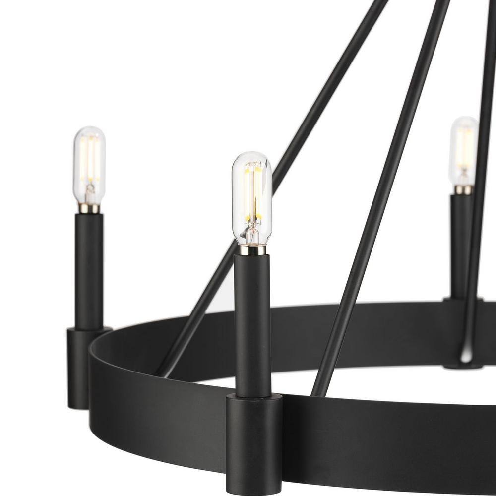 Matte Black Modern Candle 5-Light Chandelier