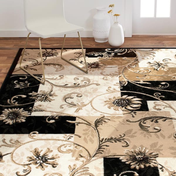 Optimum Black/Beige 5 ft. x 7 ft. Geometric Area Rug