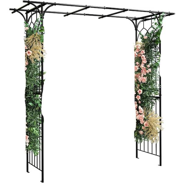 Metal Garden Arbor 81 in. H Garden Arch Trellis for Climbing Plants Outdoor Backyard Lawn Decoration