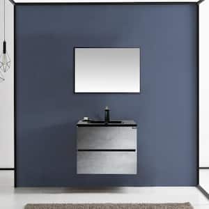 24 in. W x 19 in. D x 20 in. H Bathroom Vanity in Cement Gray Panel with Matt Black Quartz Vanity Top with Sink