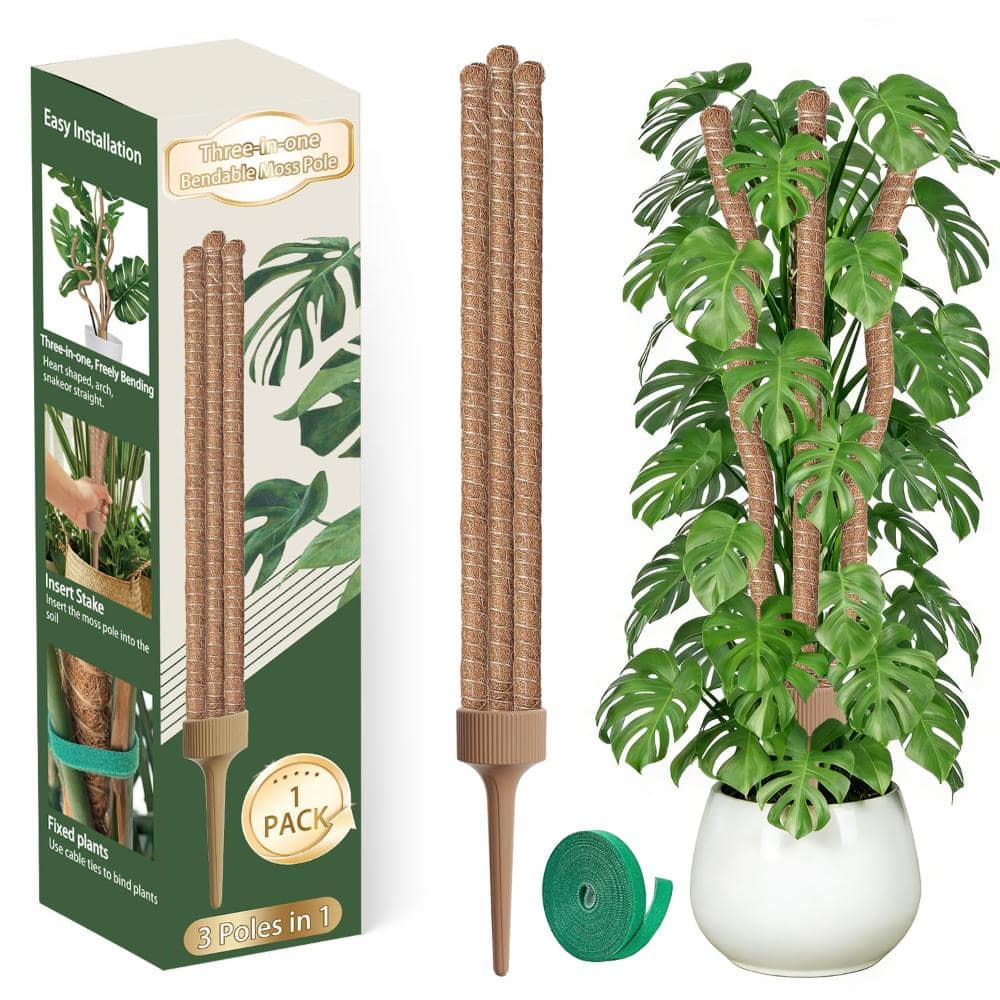 3-in-1 Bendable Moss Pole 30IN Natural Coco Coir Plant Support for Monstera Pothos Philodendron Indoor Climbing Plants price history on PriceWatchPro