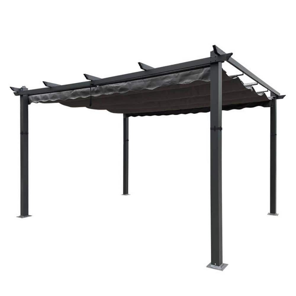 13 ft. x 10 ft. Outdoor Patio Retractable Pergola With Canopy ...