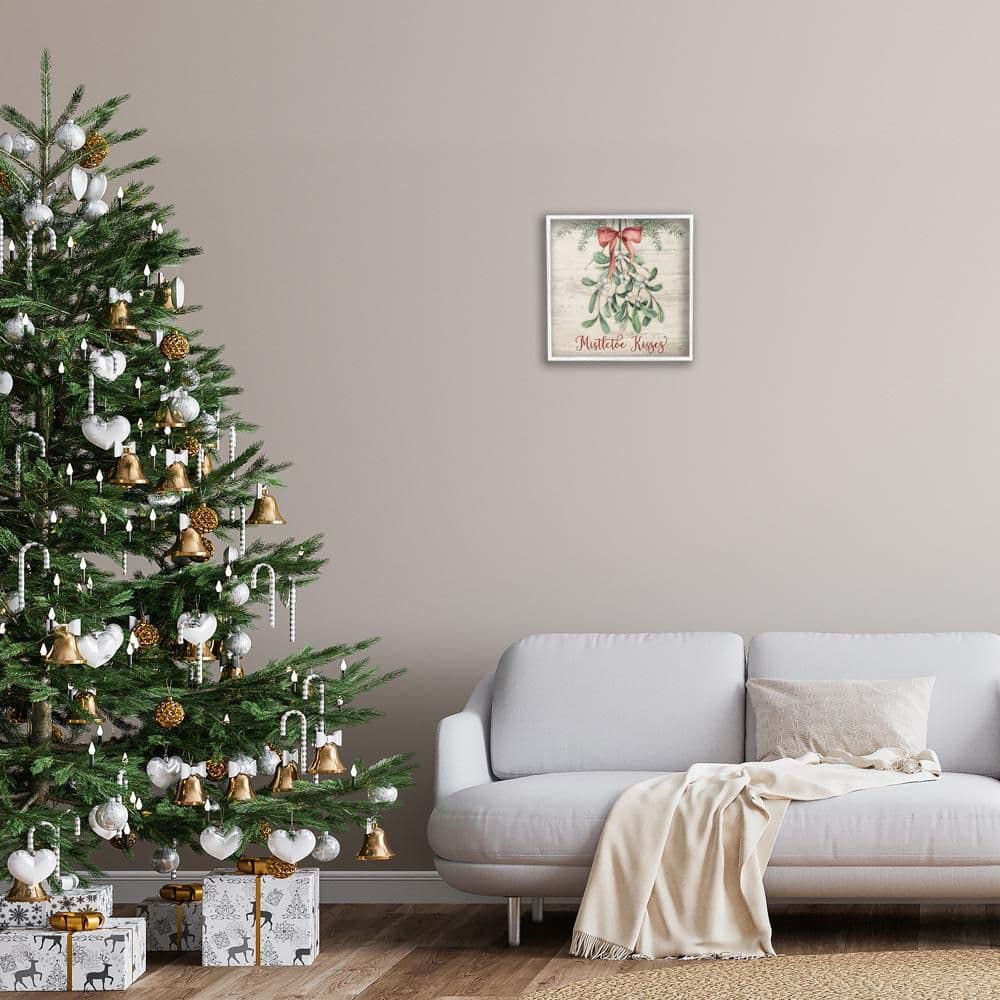 Rustic Mistletoe Kisses by Mollie B. White Framed Typography Giclee Art Print 17 in. x 17 in. price history on PriceWatchPro