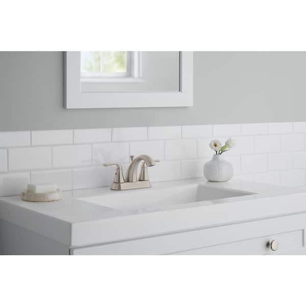 Vazon 4 in. Centerset Double Handle High-Arc Bathroom Faucet in Brushed Nickel