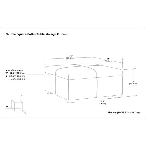 Simpli Home Gabbie 36 Wide Contemporary Square Square Coffee