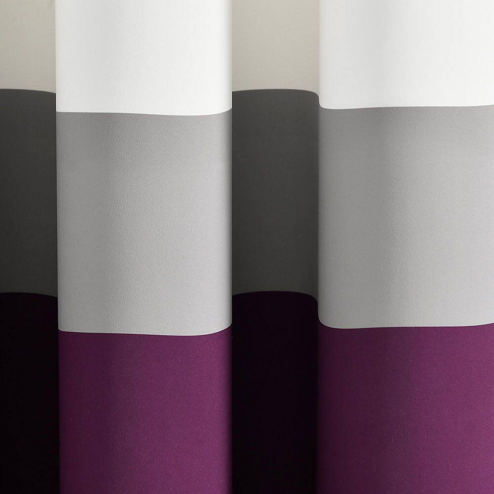 Alexander Color Block Purple and Gray Blackout Window Panels 52"W x 84"L