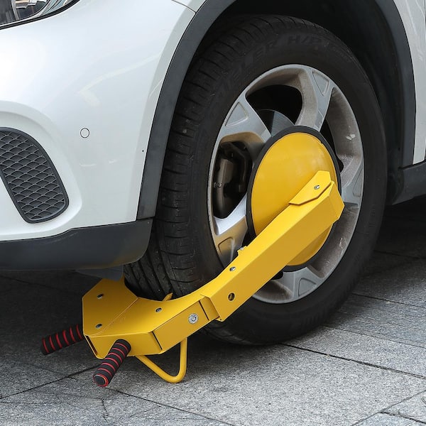 Wheel Lock Clamp 2-Pack Trailer Wheel Lock Heavy-Duty Anti Theft Tire Lock Adjustable Tire Boot Lock for Cars, yellow
