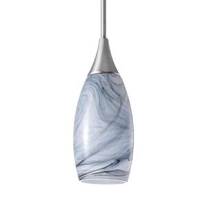 EDSHINE 60-Watt 1-Light Nickel Shaded Pendant Light with Etched Glass Shade, No Bulbs Included