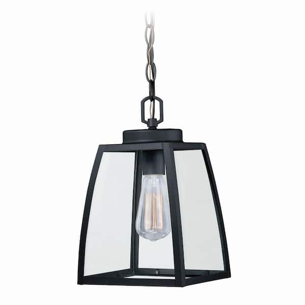 VAXCEL Granville 1-Light Bronze Outdoor Lantern Pendant Clear Glass ...