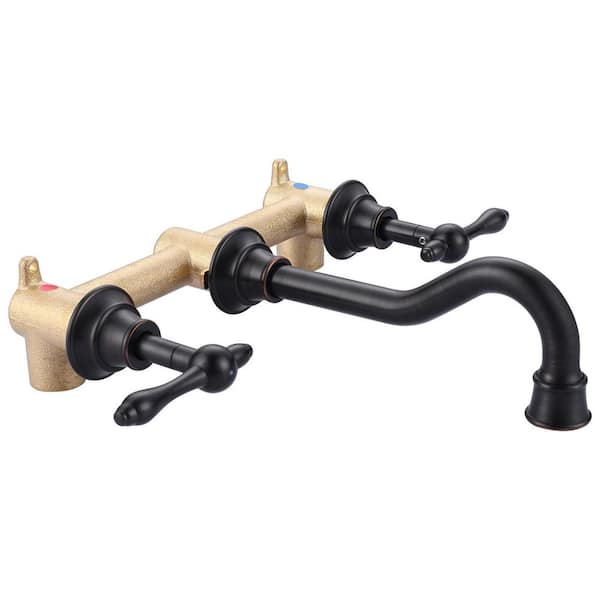 AVITAS Retro Romantic Style Double Handle Wall Mounted Bathroom Faucet in Oil Rubbed Bronze