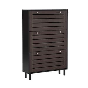 47.6 in. H x 31.5 in. W x 9.4 in. D Black Shoe Storage Cabinet with Adjustable Shelves and Hooks