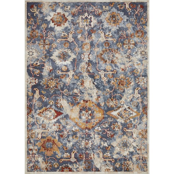 LOOMAKNOTI Alsbrooke Amibell Blue 9 ft. 10 in. x 12 ft. 10 in. Tribal Polypropylene Area Rug