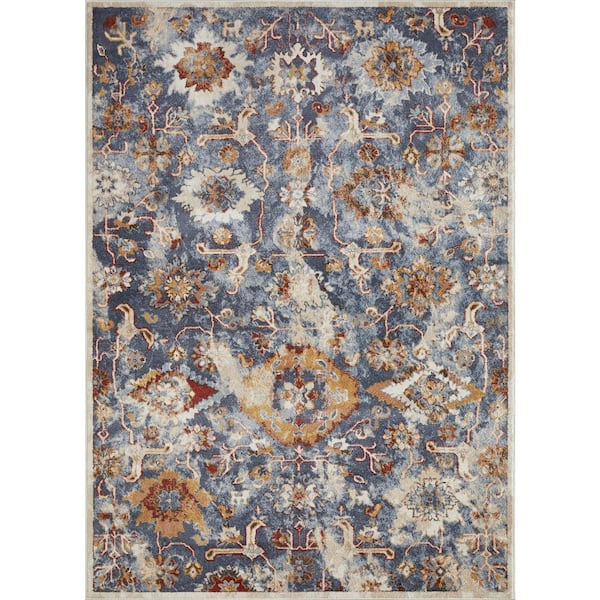 Alsbrooke Amibell Blue 9 ft. 10 in. x 12 ft. 10 in. Tribal Polypropylene Area Rug