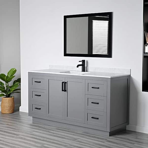 Miranda 66 in. W x 22 in. D x 33.75 in. H Single Bath Vanity in Dark Gray with Carrara Cultured Marble Top