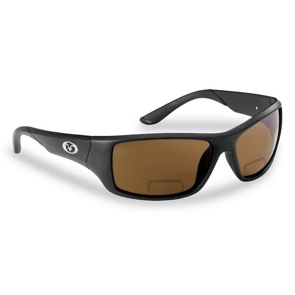 Flying Fisherman Triton Polarized Sunglasses, Matte Black Frame, Amber Bifocal Reader +2.00