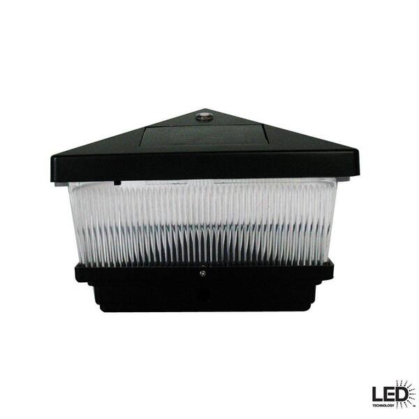 Hampton Bay Black Solar Post Cap LED Light with 6 x 6 Adapter (2-Pack)