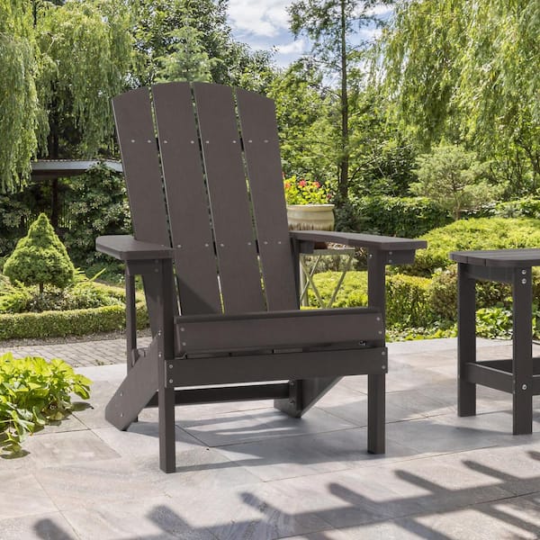 JOYESERY Coffee Weather Resistant HIPS Plastic Adirondack Chair for Outdoors (1-Pack)