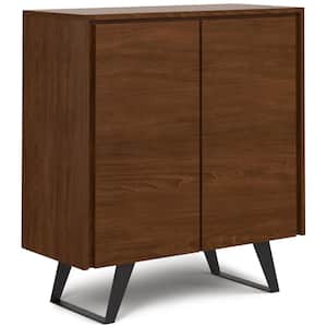 Lowry Solid Wood and Metal 39 in. Wide Modern Industrial Medium Storage Cabinet in Walnut Veneer
