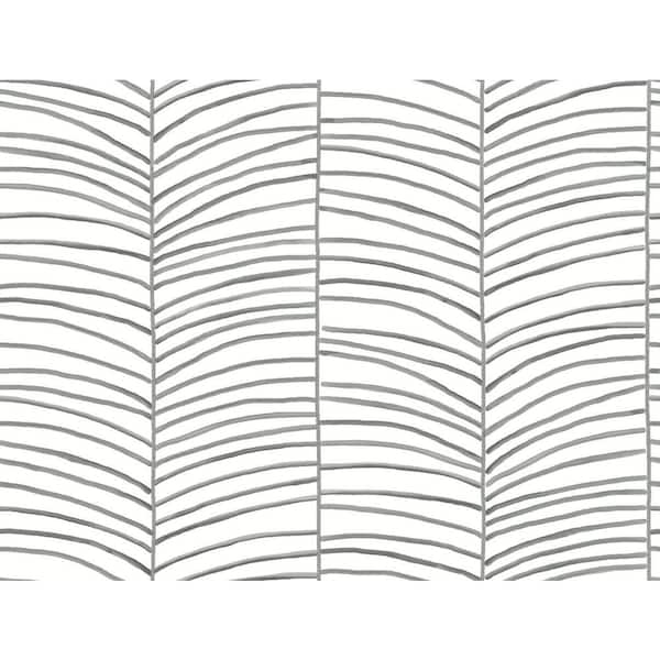 York Wallcoverings 324 in. x 27 in. Black Cascade Palm Chevron Wallpaper Roll