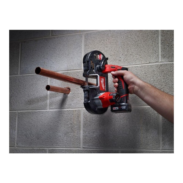 Milwaukee - M12 12V Lithium-Ion Cordless Sub-Compact Band Saw with XC Battery Pack 4.0 Ah and Charger Starter Kit