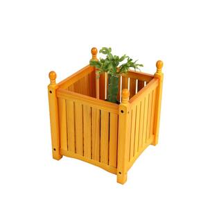 Lycvki 16 in. Brown Wood Square Outdoor Flower and Herb Pot for