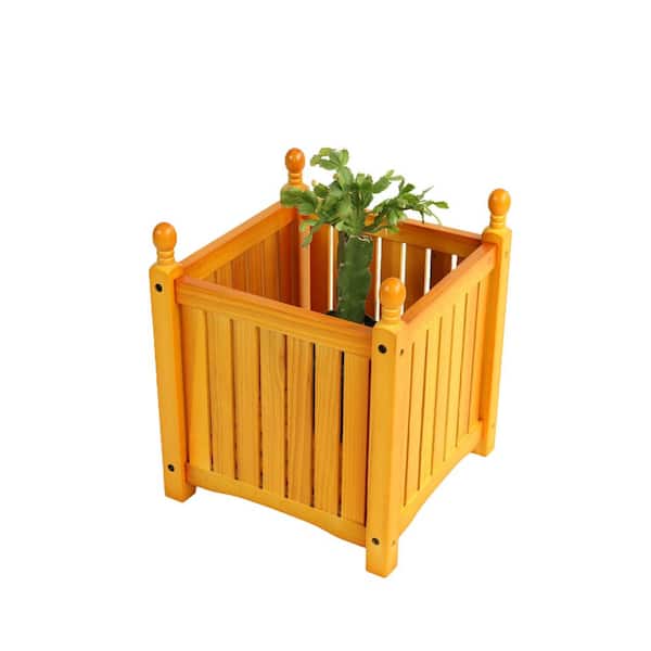 15.75 in. Teak Wooden Square Outdoor Flower Pot (1-Pack)