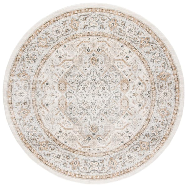 Isabella 5 ft. x 5 ft. Cream/Beige Oriental Round Rug