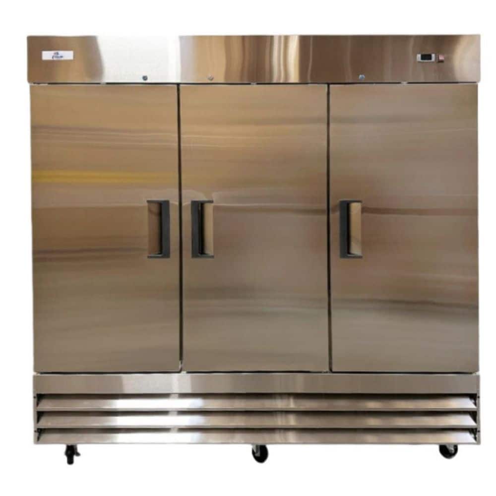 81 in. W 72 cu. ft. Three Door Commercial Refrigerator in Stainless Steel