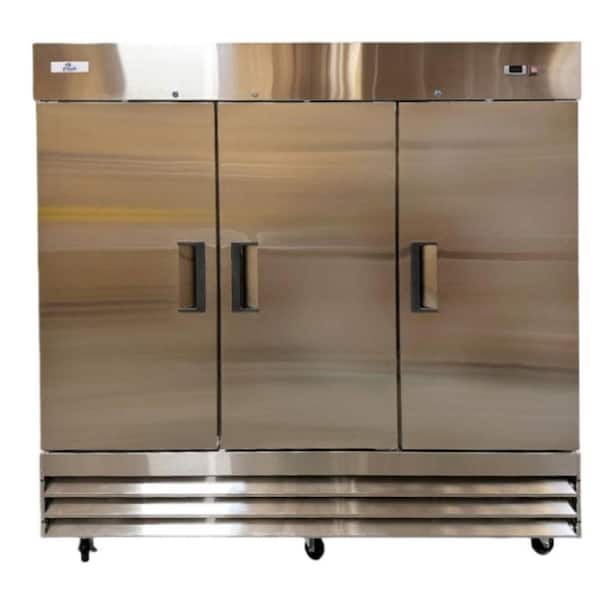Cooler Depot 81 in. W 72 cu. ft. Three Door Commercial Refrigerator in Stainless Steel