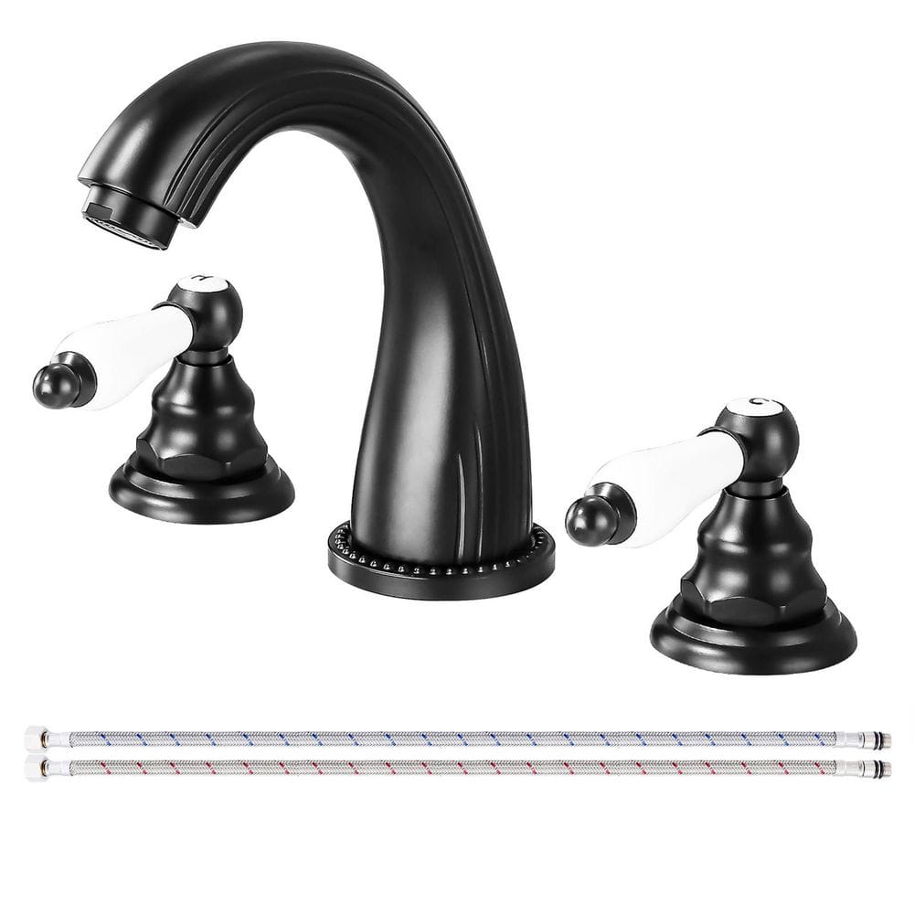 2 Handles 8 in. Widespread Bathroom Faucet 3-Hole Sink Faucet in Matte Black price history on PriceWatchPro