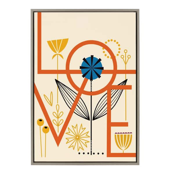Kate and Laurel Sylvie Love by Amber Leaders Designs Framed Canvas Retro Art Print 23 in. x 33 in.