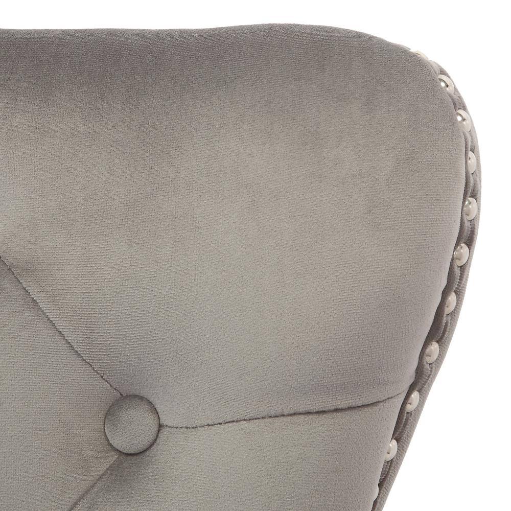 Elegant Gray Velvet Upholstered Dining Side Chair with Nailhead Trim