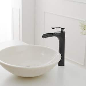Waterfall Single Hole Single Handle Bathroom Vessel Sink Faucet With Drain Assembly in Matte Black