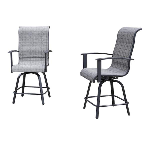 Unbranded Teslin 47 in. Detachable Swivel Bar Stool, Black & Grey Plaid