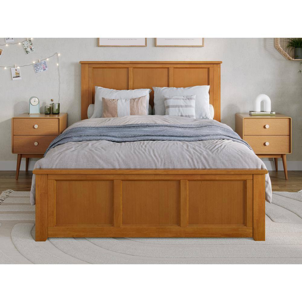 Madison Light Toffee Full Wood Frame Bed with Headboard and Drawer